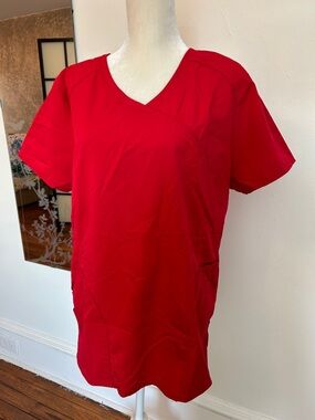 Scrubstar Red V-Neck Medical Scrub Top